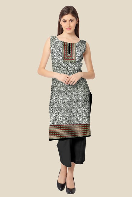 Ahalyaa Off White & Black Printed Kurta Ahalyaa Off White & Black Printed Kurta