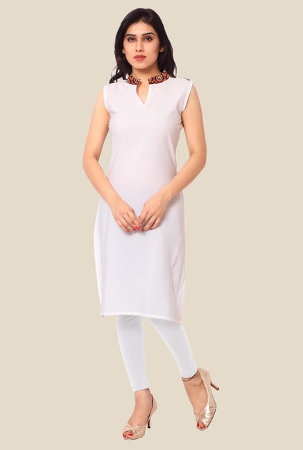 Ahalyaa White Solid Kurta Ahalyaa White Solid Kurta