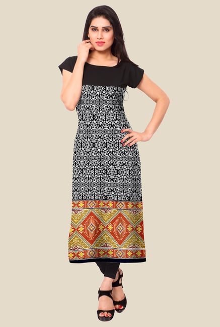 Ahalyaa Black Printed Kurta Ahalyaa Black Printed Kurta