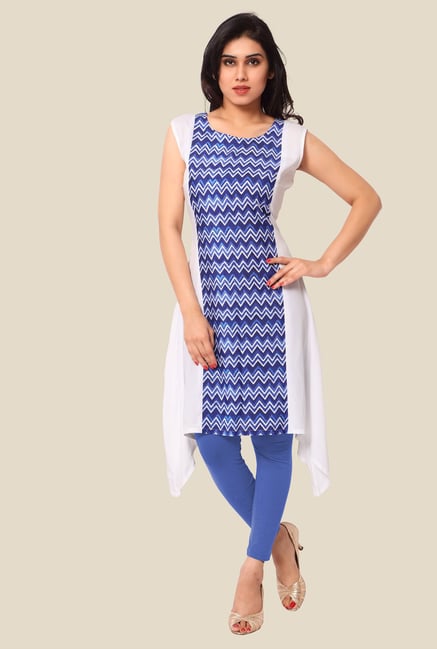Ahalyaa Blue & White Printed Kurta Ahalyaa Blue & White Printed Kurta