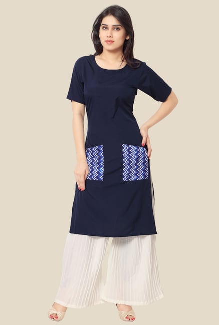 Ahalyaa Navy Solid Kurta Ahalyaa Navy Solid Kurta