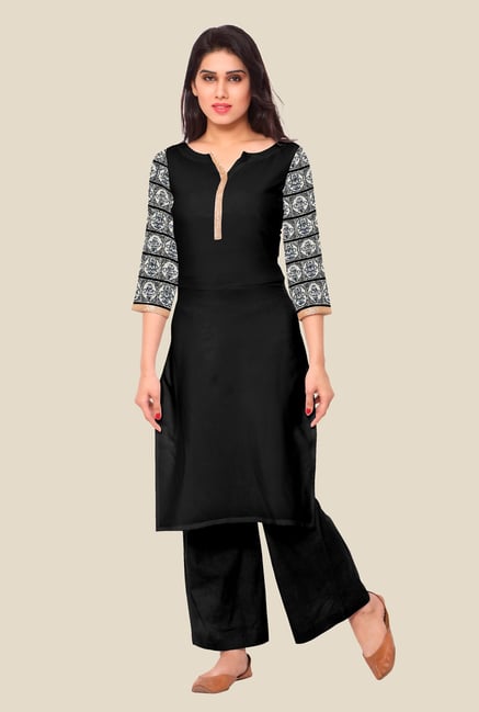 Ahalyaa Black & White Solid Kurta Ahalyaa Black & White Solid Kurta