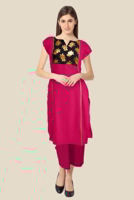 Ahalyaa Magenta Floral Print Kurta Ahalyaa Magenta Floral Print Kurta