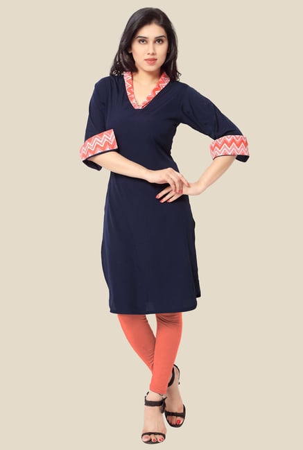 Ahalyaa Navy Solid Kurta Ahalyaa Navy Solid Kurta