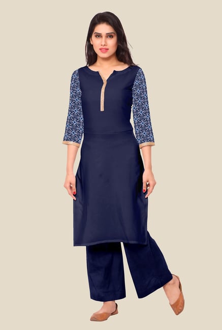 Ahalyaa Dark Blue Solid Kurta Ahalyaa Dark Blue Solid Kurta
