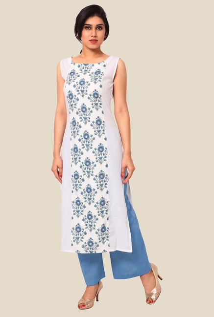 Ahalyaa White Floral Print Kurta Ahalyaa White Floral Print Kurta