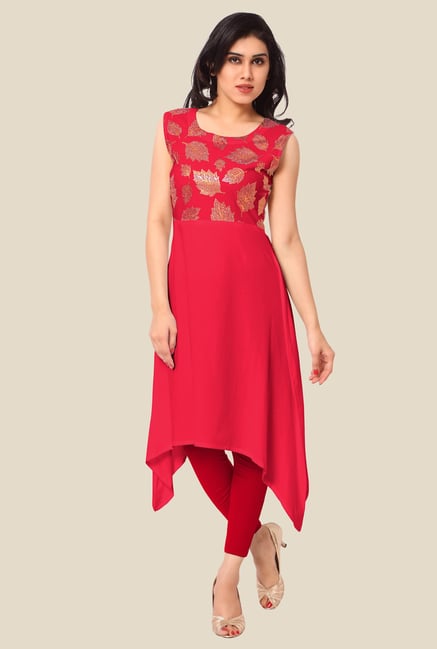 Ahalyaa Red Printed Kurta Ahalyaa Red Printed Kurta