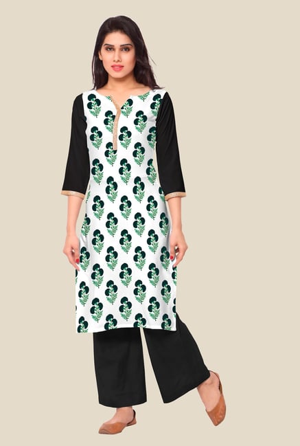 Ahalyaa White Floral Print Kurta Ahalyaa White Floral Print Kurta
