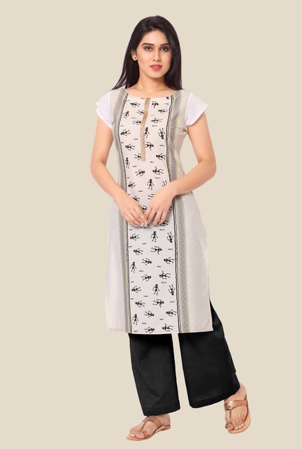 Ahalyaa Off White Printed Kurta Ahalyaa Off White Printed Kurta