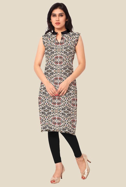 Ahalyaa Black & Beige Printed Kurta Ahalyaa Black & Beige Printed Kurta