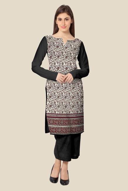 Ahalyaa Beige & Black Floral Print Kurta Ahalyaa Beige & Black Floral Print Kurta