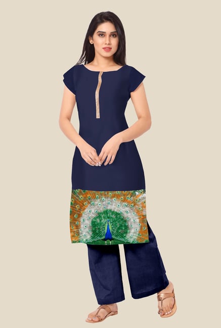 Ahalyaa Navy Printed Kurta Ahalyaa Navy Printed Kurta