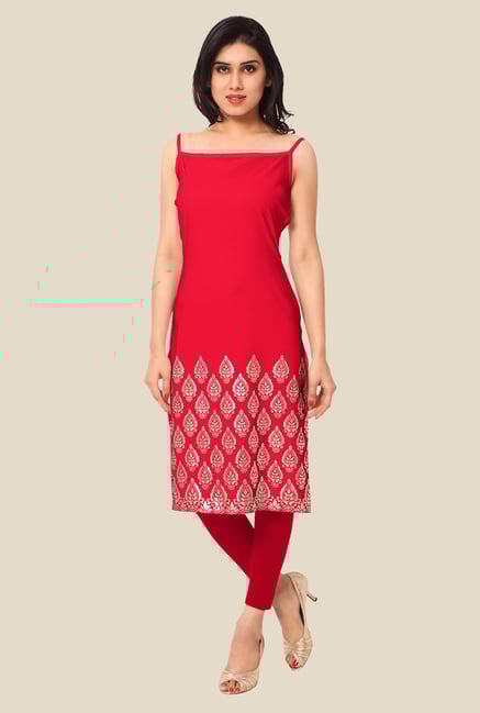 Ahalyaa Red Printed Kurta Ahalyaa Red Printed Kurta