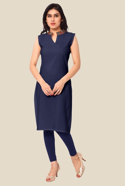 Ahalyaa Dark Blue Solid Kurta Ahalyaa Dark Blue Solid Kurta