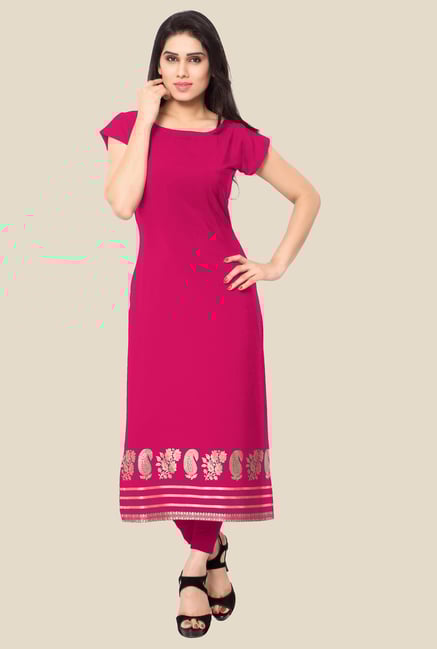Ahalyaa Magenta Paisley Print Kurta Ahalyaa Magenta Paisley Print Kurta