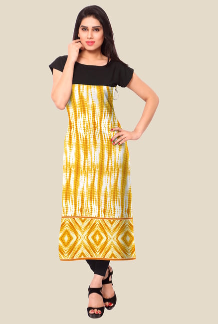 Ahalyaa Black & Yellow Printed Kurta Ahalyaa Black & Yellow Printed Kurta