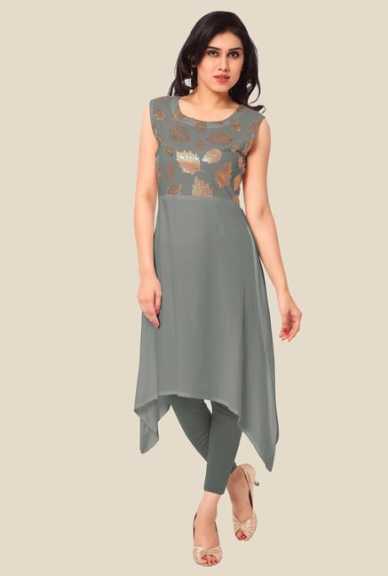 Ahalyaa Grey Printed Kurta Ahalyaa Grey Printed Kurta