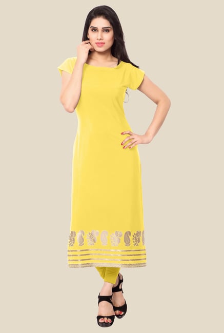 Ahalyaa Yellow Paisley Print Kurta Ahalyaa Yellow Paisley Print Kurta
