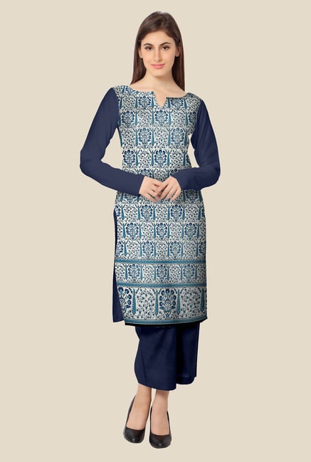 Ahalyaa Blue Floral Print Kurta Ahalyaa Blue Floral Print Kurta