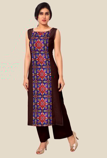 Ahalyaa Brown & Blue Printed Kurta Ahalyaa Brown & Blue Printed Kurta