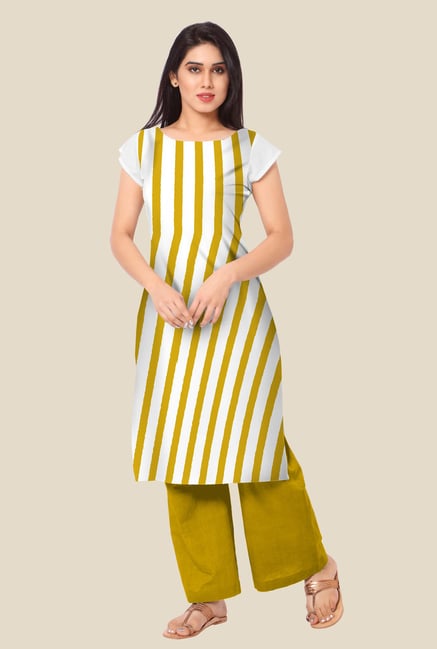 Ahalyaa White & Mustard Striped Kurta Ahalyaa White & Mustard Striped Kurta