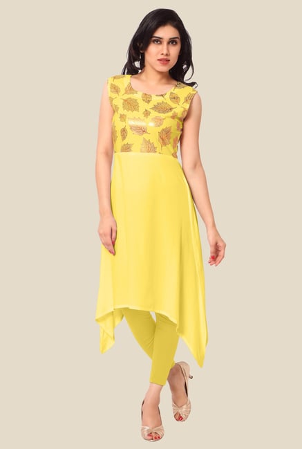 Ahalyaa Yellow Printed Kurta Ahalyaa Yellow Printed Kurta