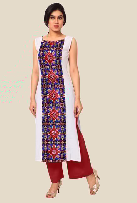 Ahalyaa White & Blue Printed Kurta Ahalyaa White & Blue Printed Kurta