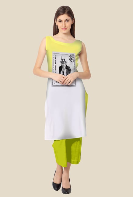 Ahalyaa White & Yellow Printed Kurta Ahalyaa White & Yellow Printed Kurta