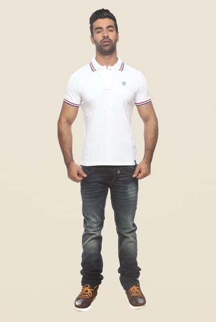 Pepe Jeans White Solid Polo T Shirt Pepe Jeans White Solid Polo T Shirt