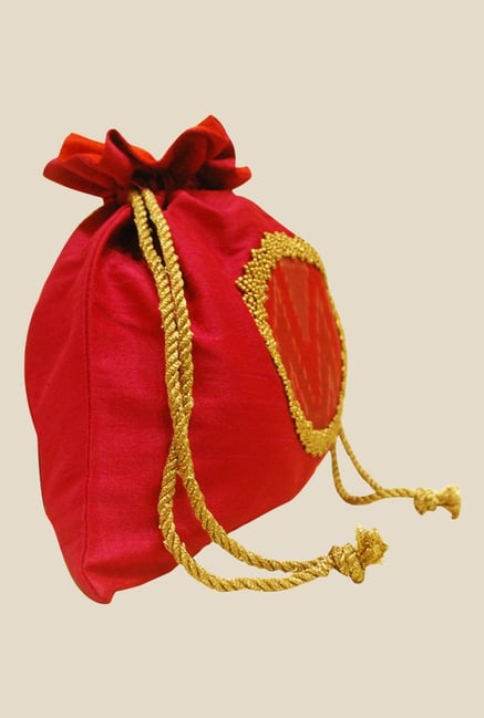 Clean Planet Indiegenius Pink & Red Textured Potli Bag Clean Planet Indiegenius Pink & Red Textured Potli Bag