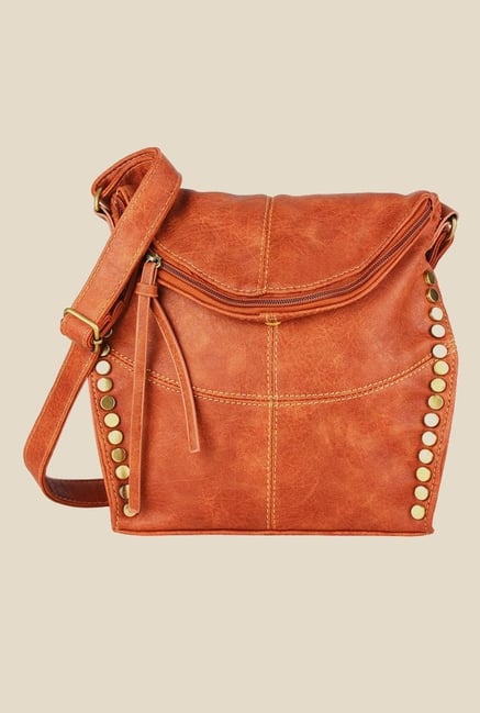 Lino Perros Tan Textured Leather Sling Bag Lino Perros Tan Textured Leather Sling Bag