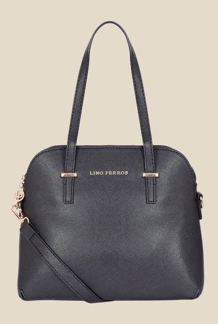 Lino Perros Black Solid Handbag Lino Perros Black Solid Handbag
