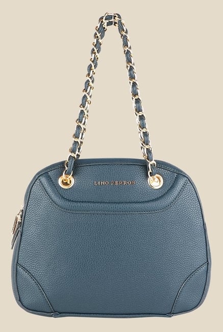 Lino Perros Blue Textured Handbag Lino Perros Blue Textured Handbag