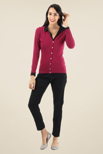 Monte Carlo Magenta Solid Cardigan Monte Carlo Magenta Solid Cardigan