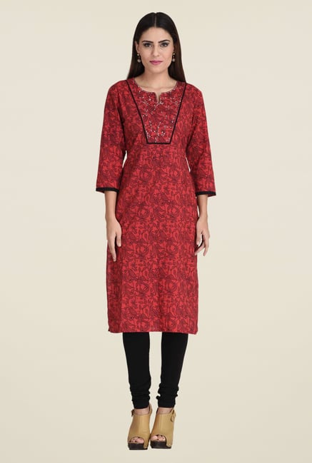 Indi Dori Red Printed Kurta Indi Dori Red Printed Kurta