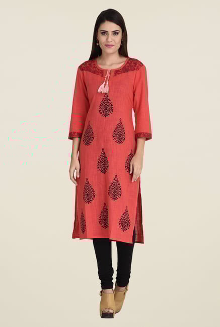 Indi Dori Red Printed Kurta Indi Dori Red Printed Kurta