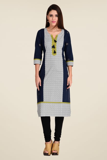Indi Dori Navy Printed Kurta Indi Dori Navy Printed Kurta