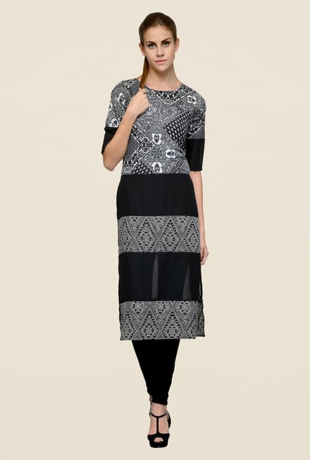 Indi Dori Black Printed Kurta Indi Dori Black Printed Kurta