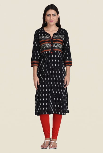 Indi Dori Black Printed Kurta Indi Dori Black Printed Kurta