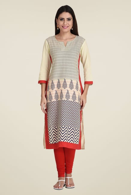 Indi Dori Cream Printed Kurta Indi Dori Cream Printed Kurta