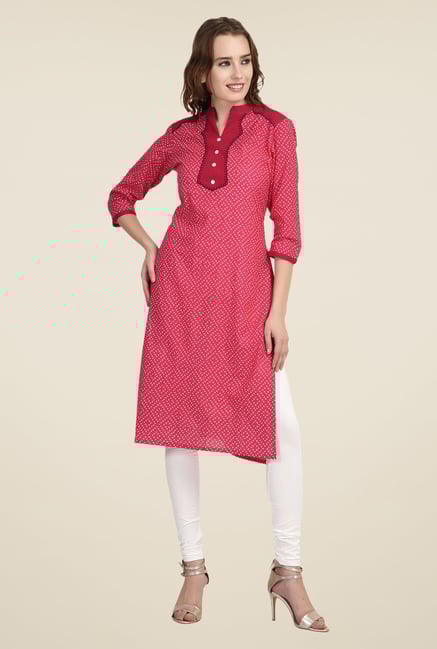Indi Dori Pink Printed Jaipuri Kurta Indi Dori Pink Printed Jaipuri Kurta
