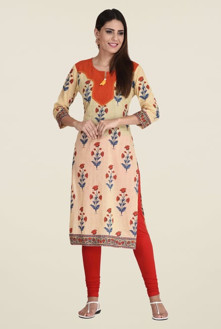 Indi Dori Beige Printed Kurta Indi Dori Beige Printed Kurta