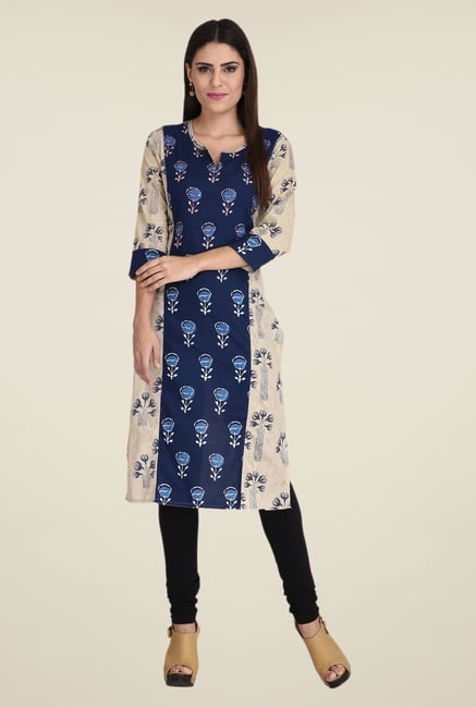Indi Dori Beige Printed Kurta Indi Dori Beige Printed Kurta