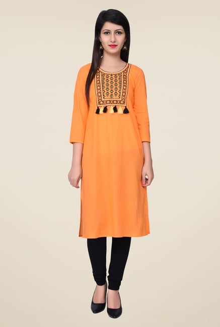 Juniper Orange Embroidered Kurta Juniper Orange Embroidered Kurta