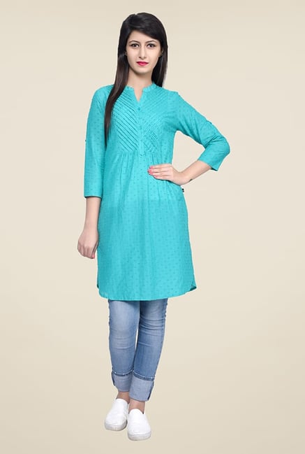 Juniper Turquoise Embroidered Kurti Juniper Turquoise Embroidered Kurti