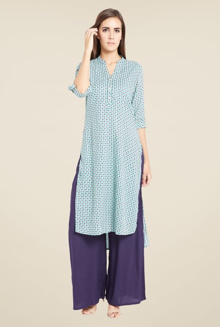 Globus Blue Printed Kurta Globus Blue Printed Kurta