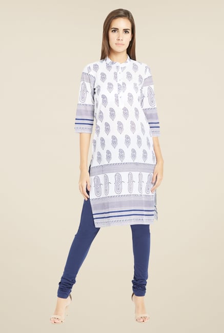 Globus White Paisley Printed Kurta Globus White Paisley Printed Kurta