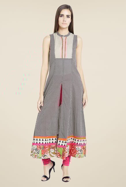 Globus Black Floral Printed Kurta Globus Black Floral Printed Kurta