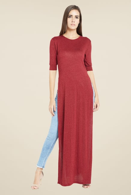 Globus Maroon Textured Tunic Globus Maroon Textured Tunic