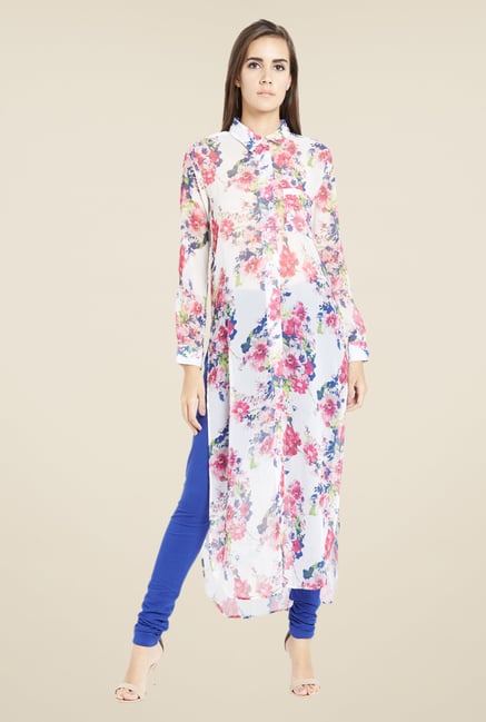 Globus White Floral Printed Kurta Globus White Floral Printed Kurta